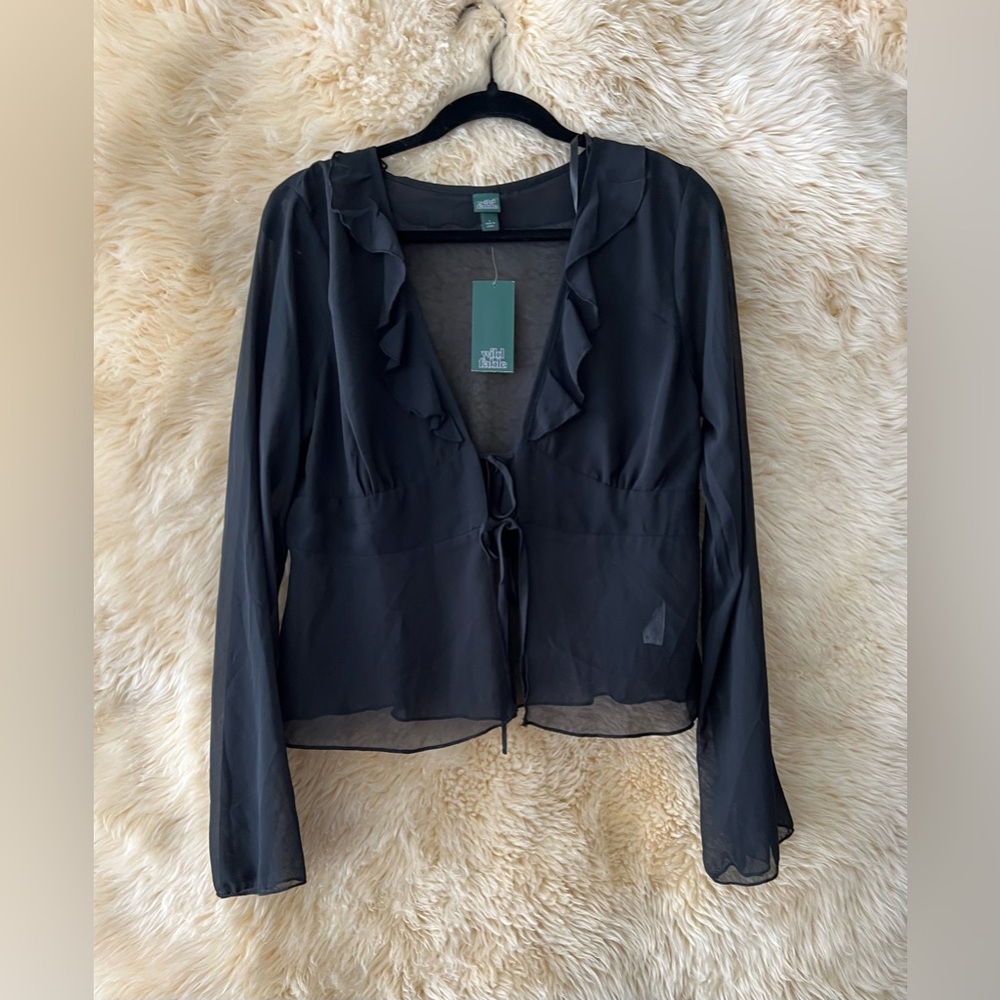 Wild Fable Sheer Cardigan in Black.